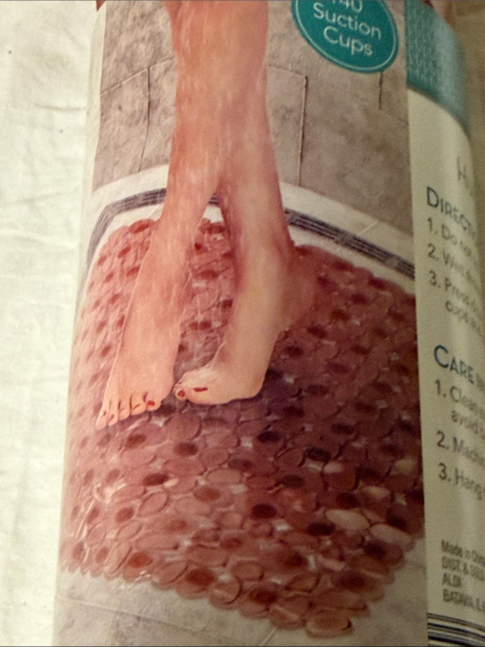 Huntington Home Square Pebble Shower Mat Coral NWT